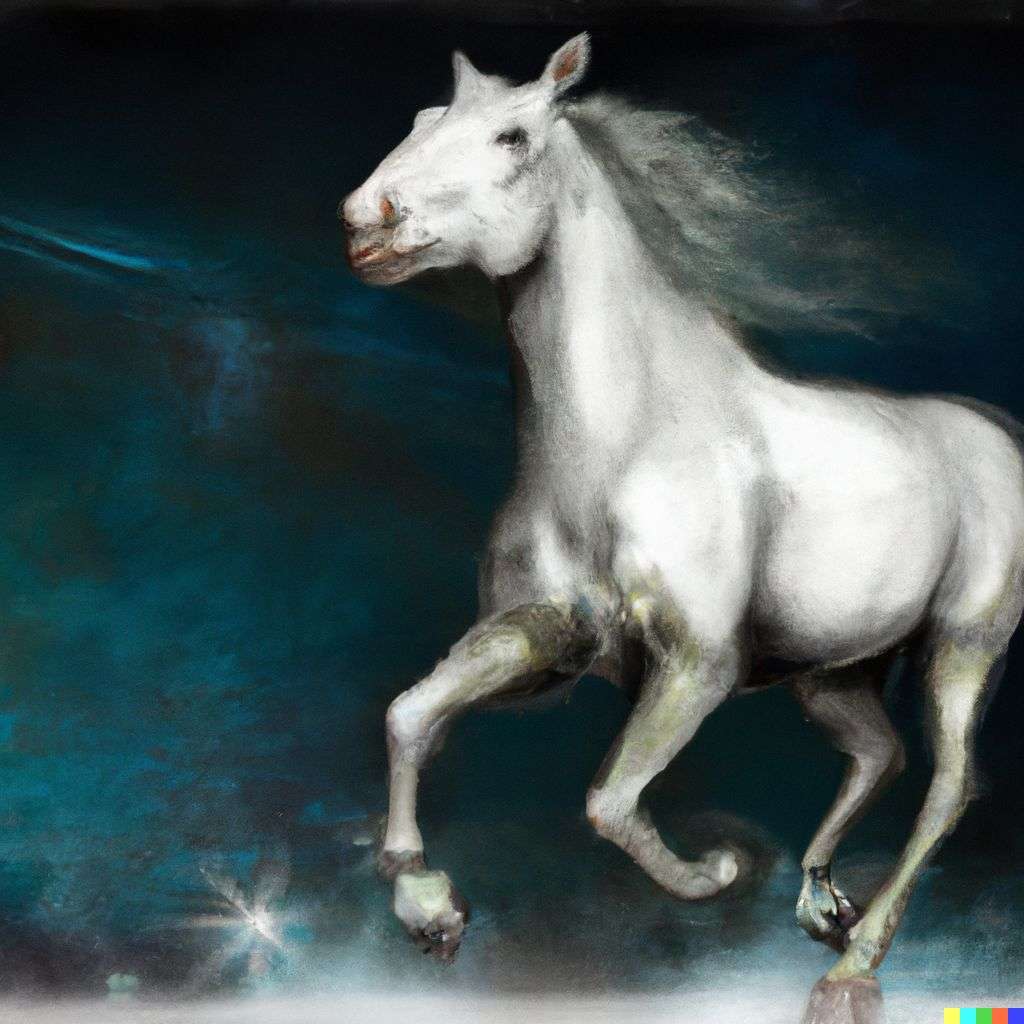 a horse, mixed media